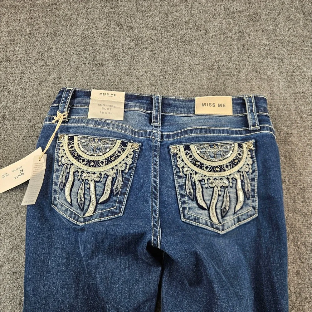 Miss Me Mid-Rise Bootcut Jeans Dark Wash SR201BL Size 28 NWT